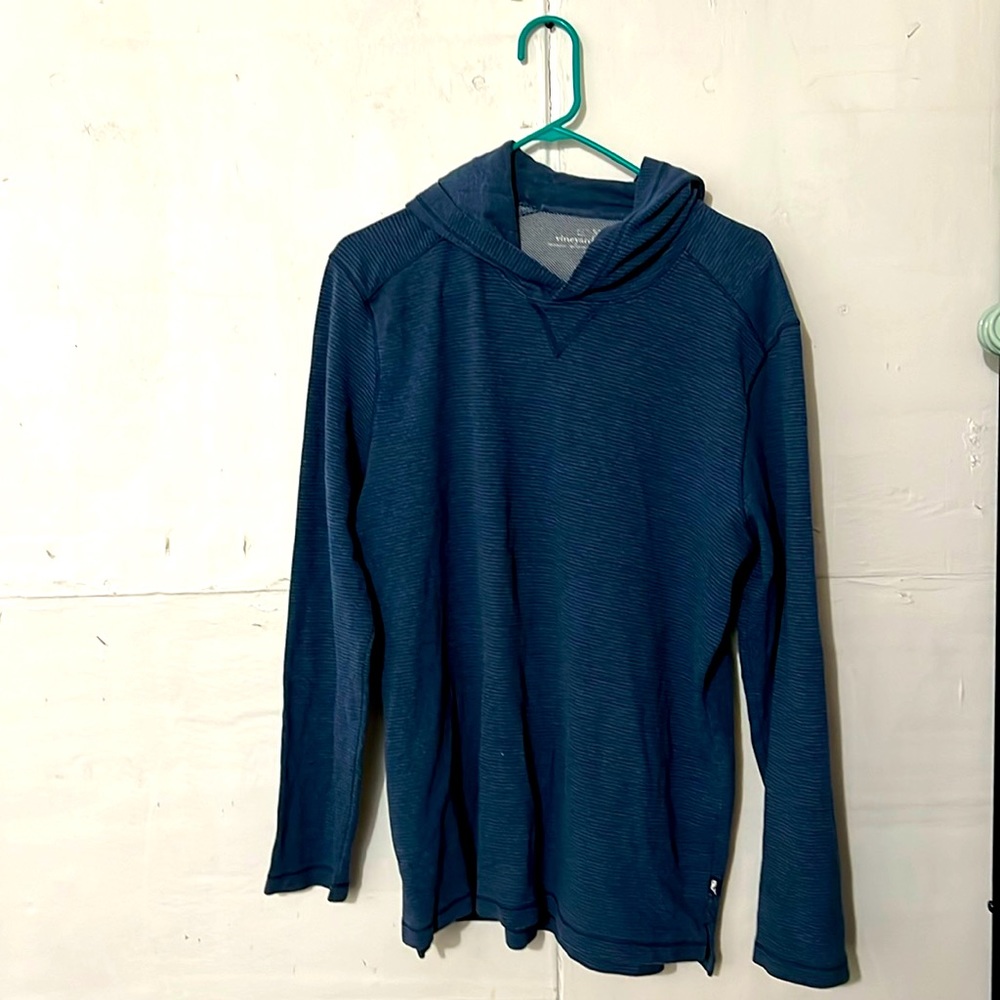 Vineyard, vines, blue pullover